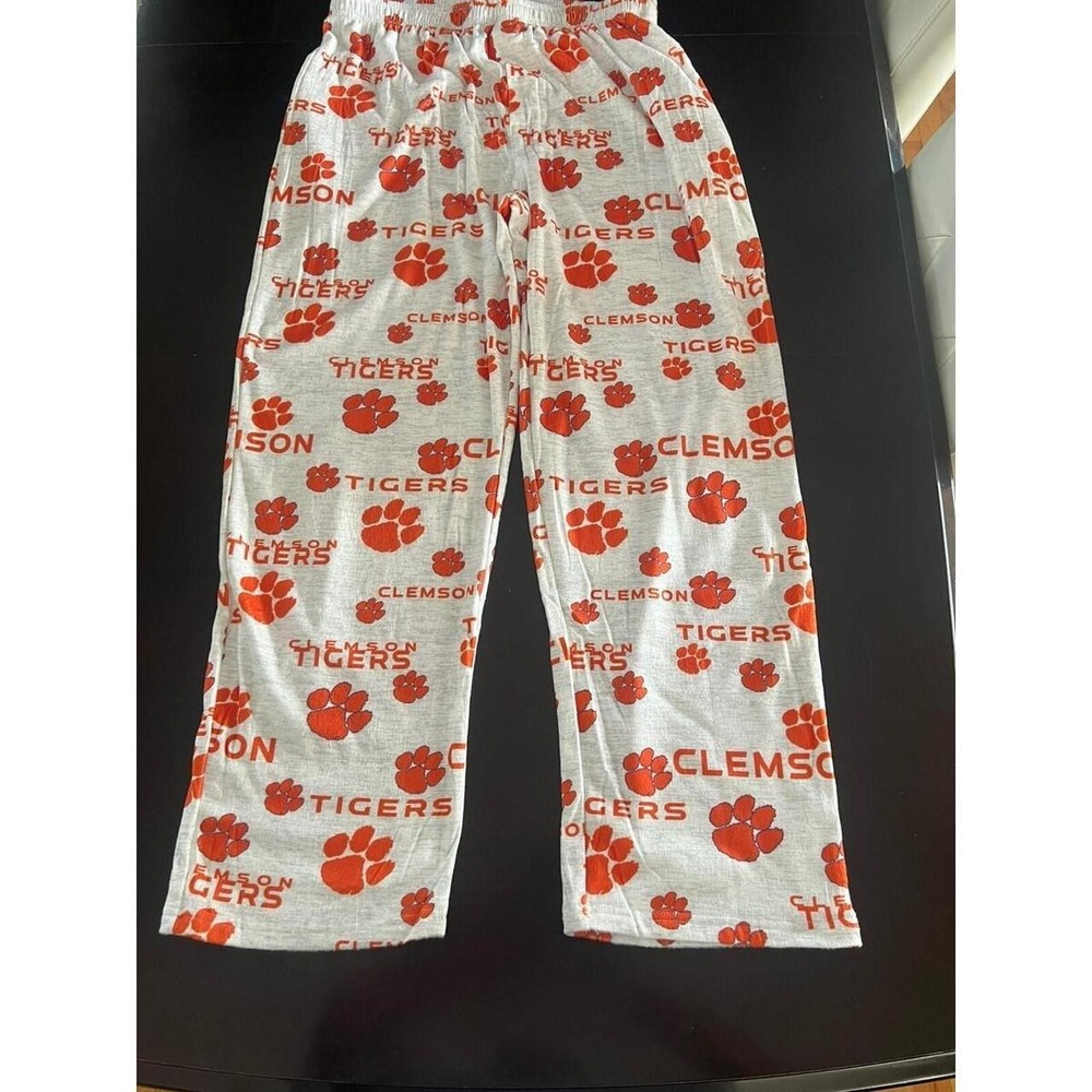 Clemson Tigers Pajama Sleepwear Set T-Shirt and Soft Fleece Lounge Pants-Size L